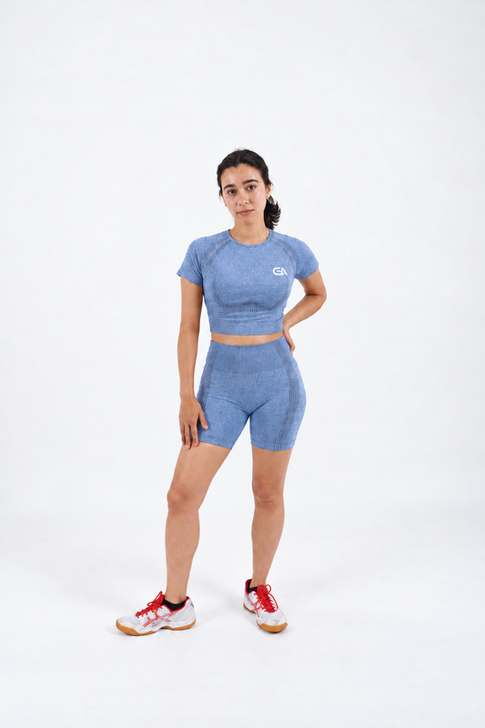 GA Seamless Short Sleeve Crop Top & Shorts Set