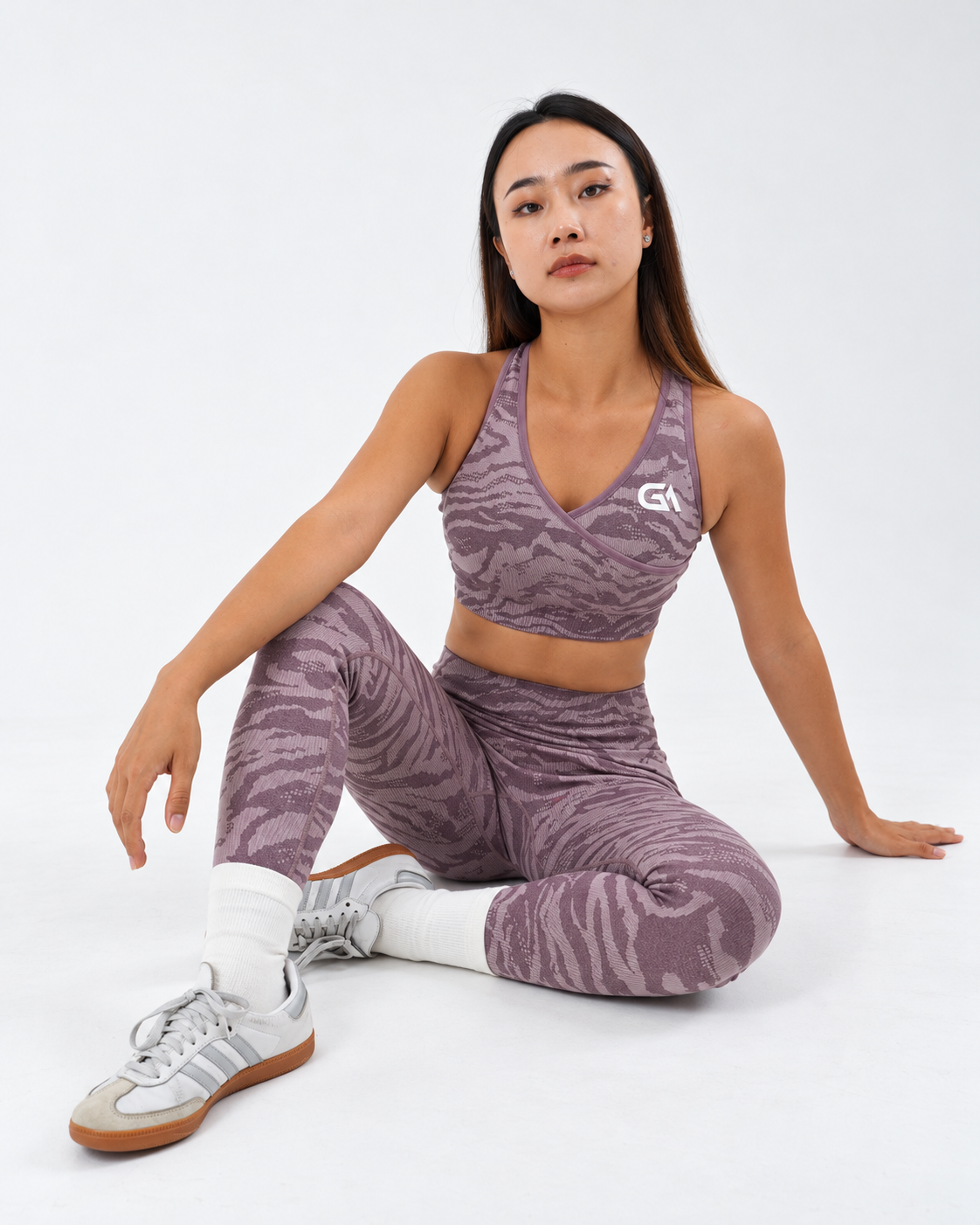 GA Patterned Wrap Sports Bra & Leggings Set