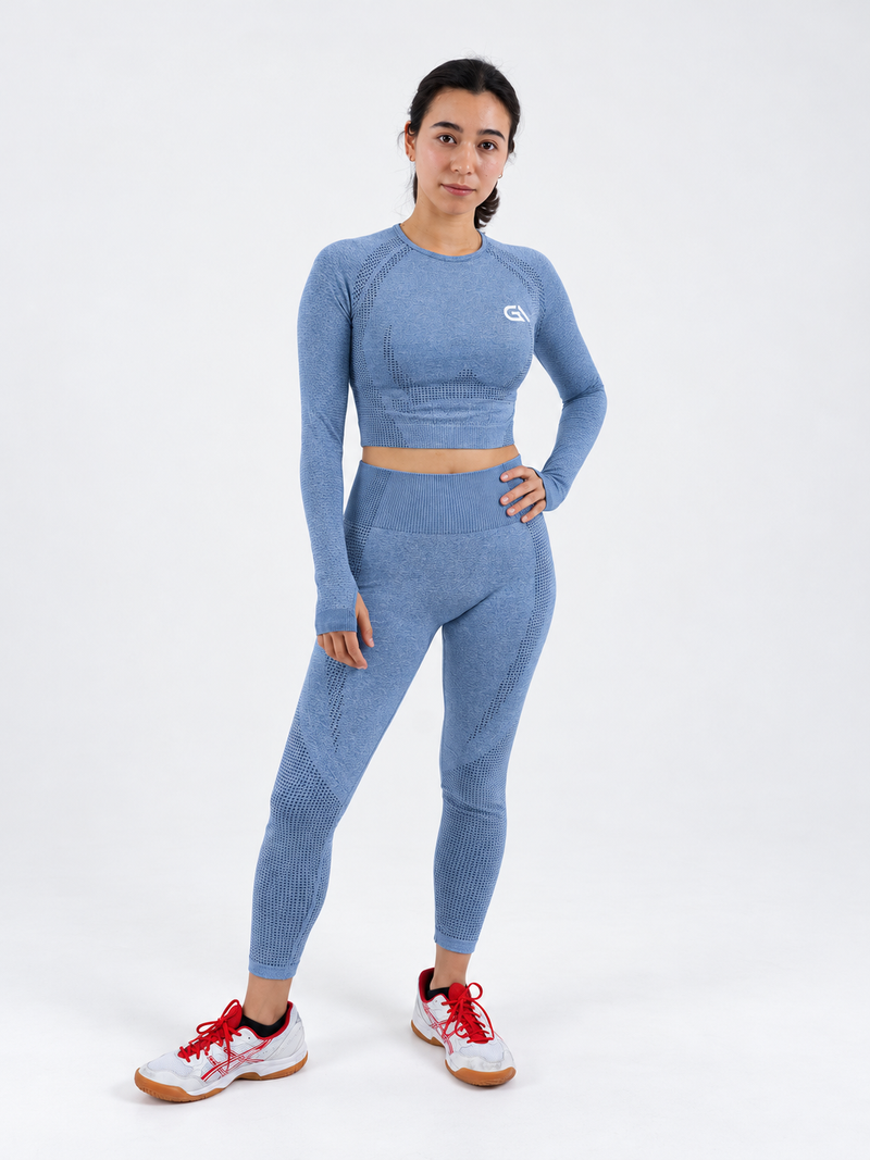 GA Seamless Long Sleeve Crop Top & Leggings Set