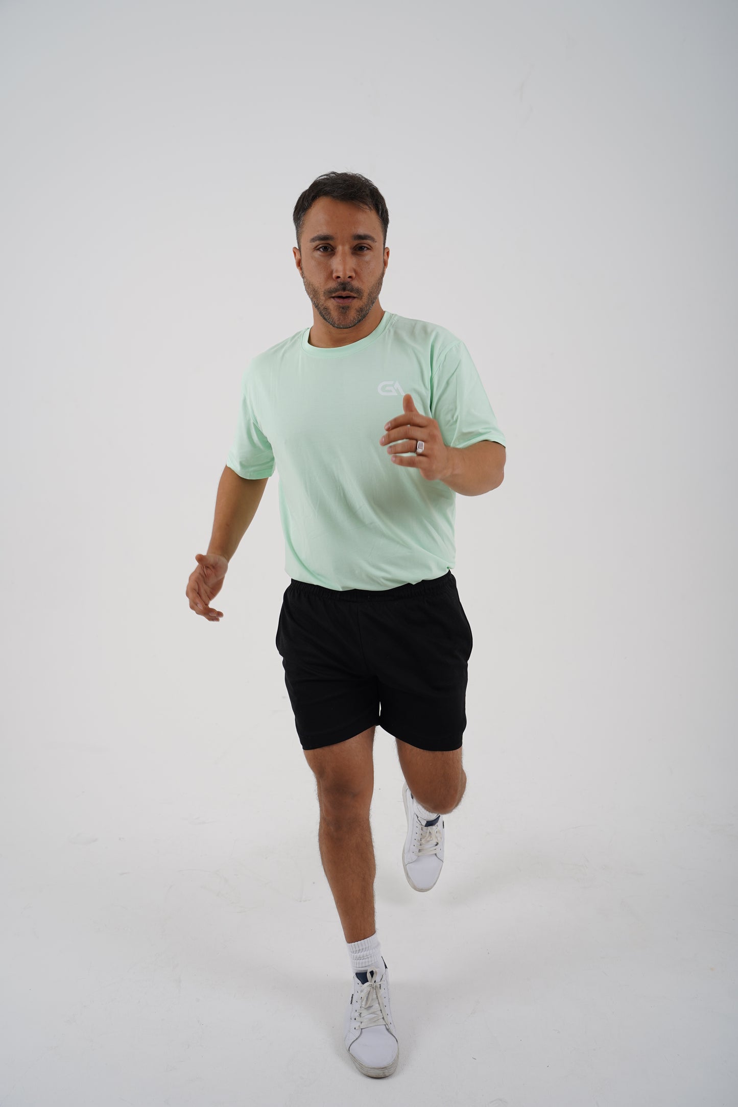 GA Men’s Performance Tee – White / Mint Green
